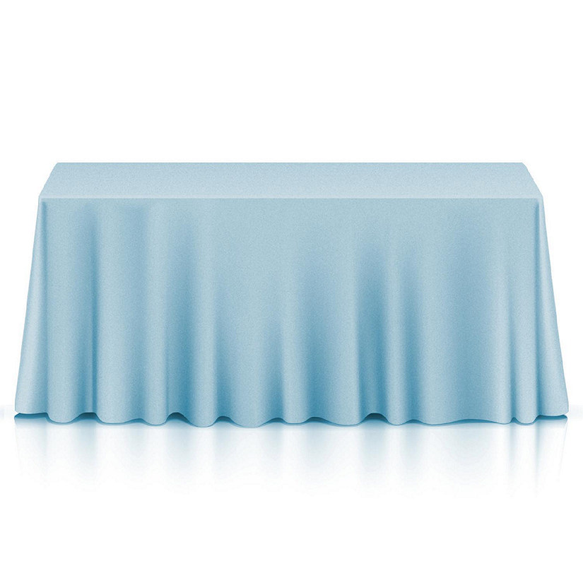 Lann's Linens 90" x 156" Rectangular Wedding Banquet Polyester Fabric Tablecloth - Baby Blue Image