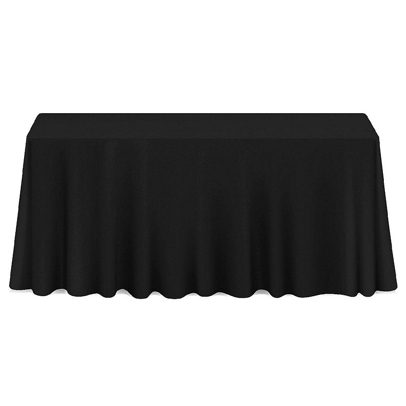 Lann's Linens 90" x 156" Rectangular Wedding Banquet Polyester Fabric Tablecloth - Black Image