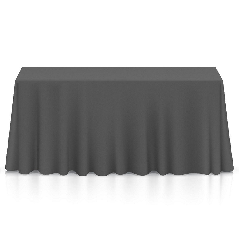 Lann's Linens 90" x 156" Rectangular Wedding Banquet Polyester Fabric Tablecloth - Dark Gray Image