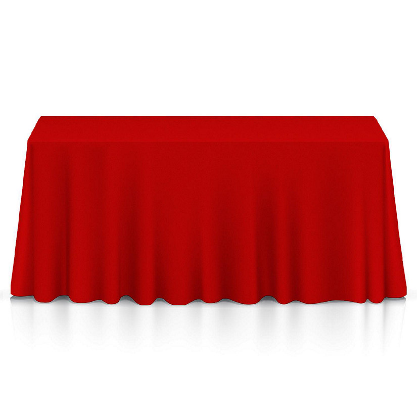 Lann's Linens 90" x 156" Rectangular Wedding Banquet Polyester Fabric Tablecloth - Red Image