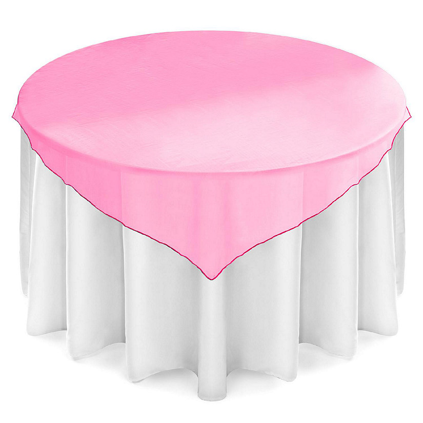 Lann's Linens Organza Wedding Table Overlay - Tablecloth Topper (72" Square - Fuchsia) Image