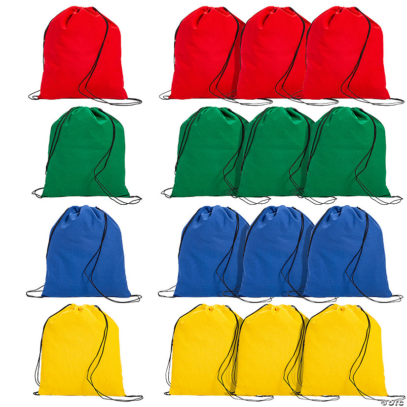 Large Bright Canvas Drawstring Bags | Oriental Trading