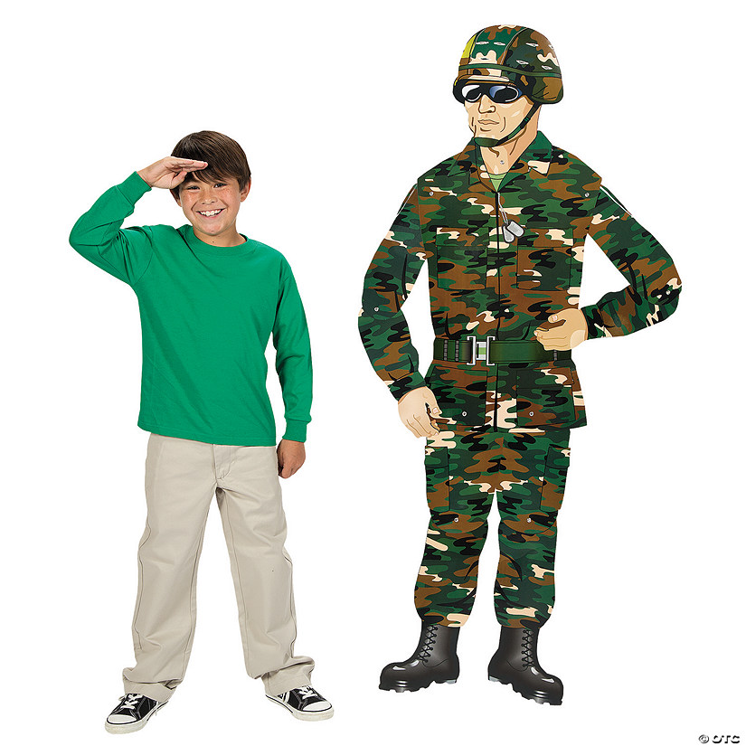 Large Camouflage Army Guy Jointed Cutout Image
