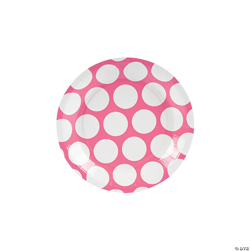 Large Candy Pink Polka Dot Paper Dessert Plates - 8 Ct ...