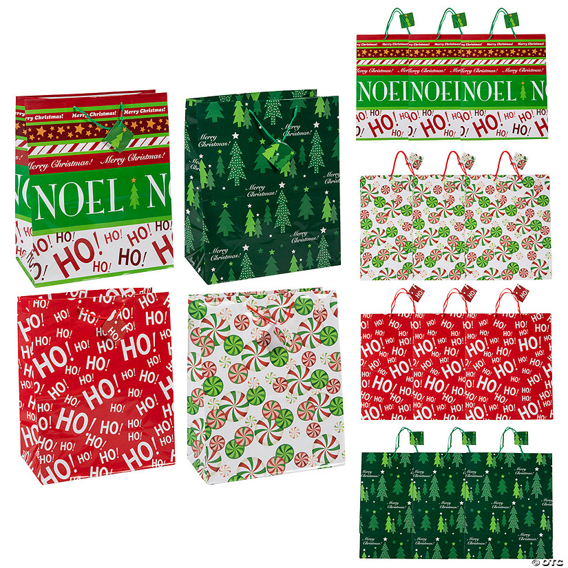 Large Christmas Gift Bags with Tags