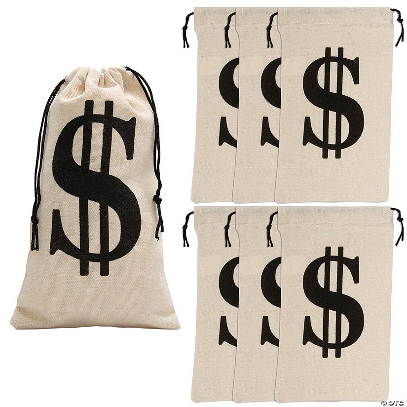 Large Dollar Sign Canvas Drawstring Bags Oriental Trading
