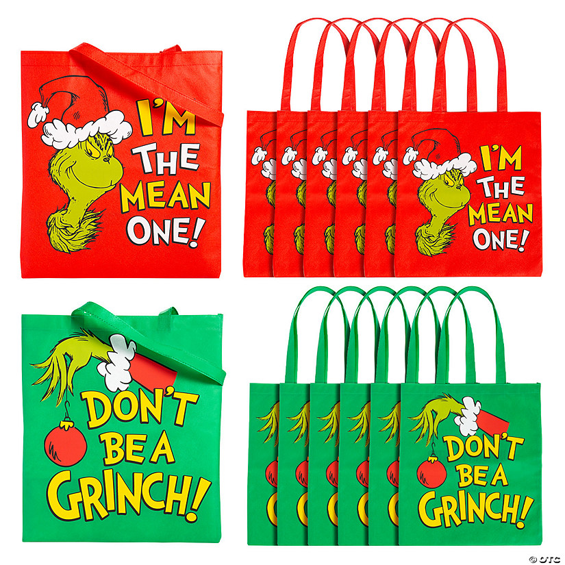 Large Dr. Seuss&#8482; The Grinch Tote Bags - 12 Pc. Image