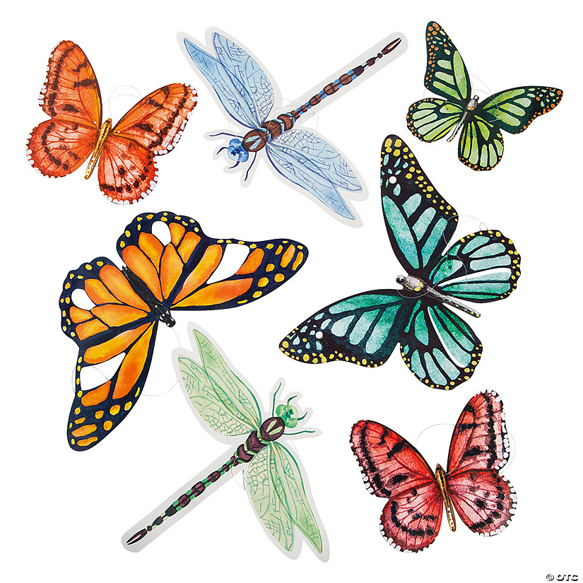 Large Enchanted Adventure Butterfly & Dragonfly Hanging Decorations - 7 Pc. Image