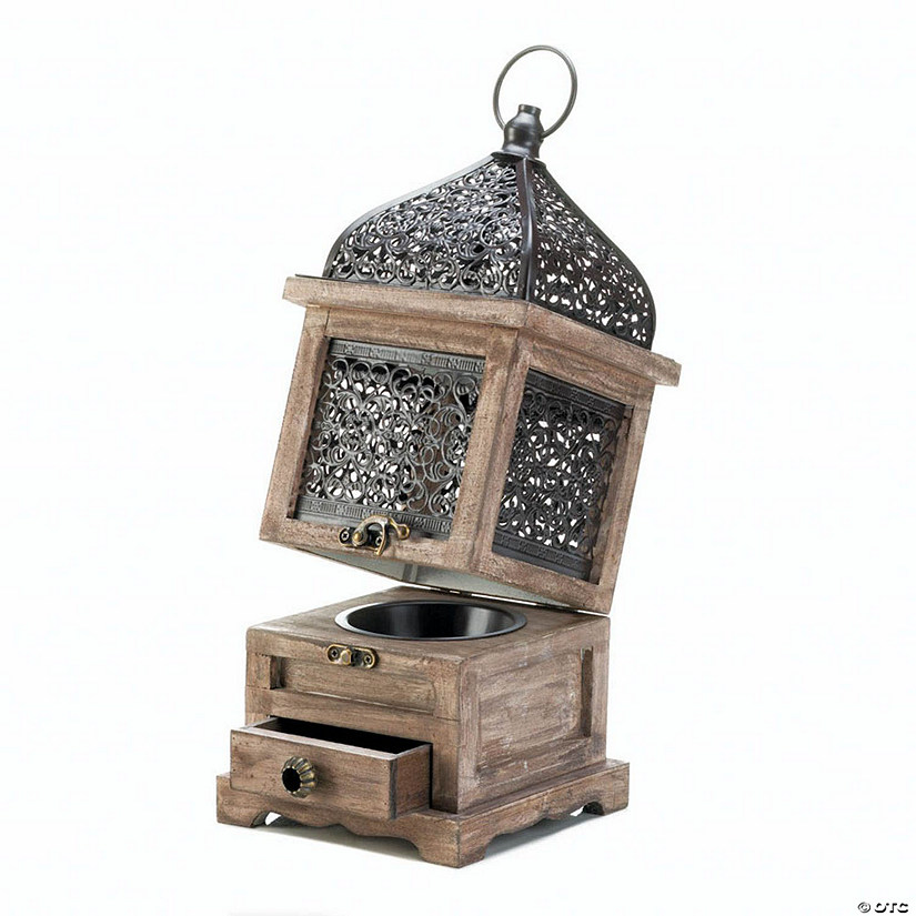 Large Flip-Top Wooden Lantern 14.25" Image