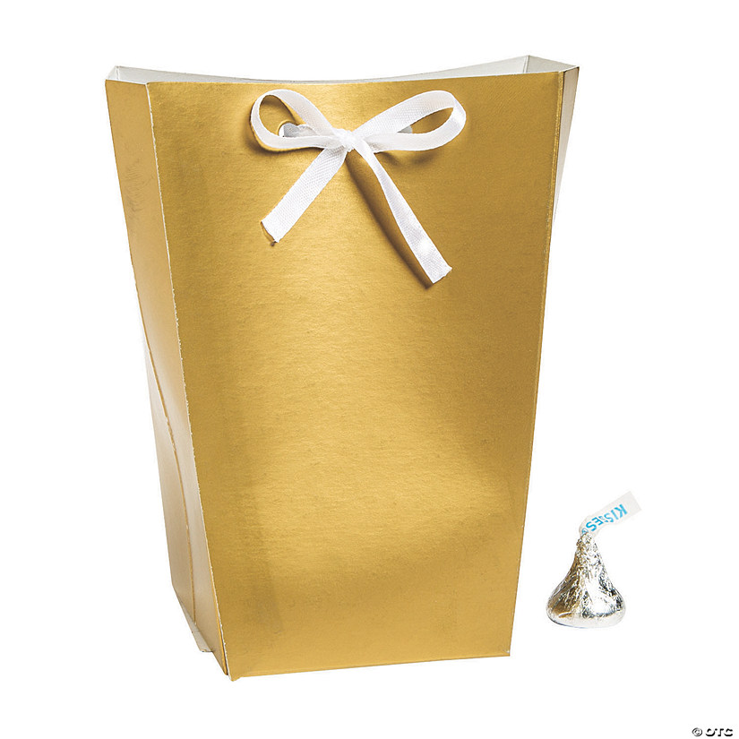 Large Gold Favor Boxes with Ribbon - 24 Pc. Image