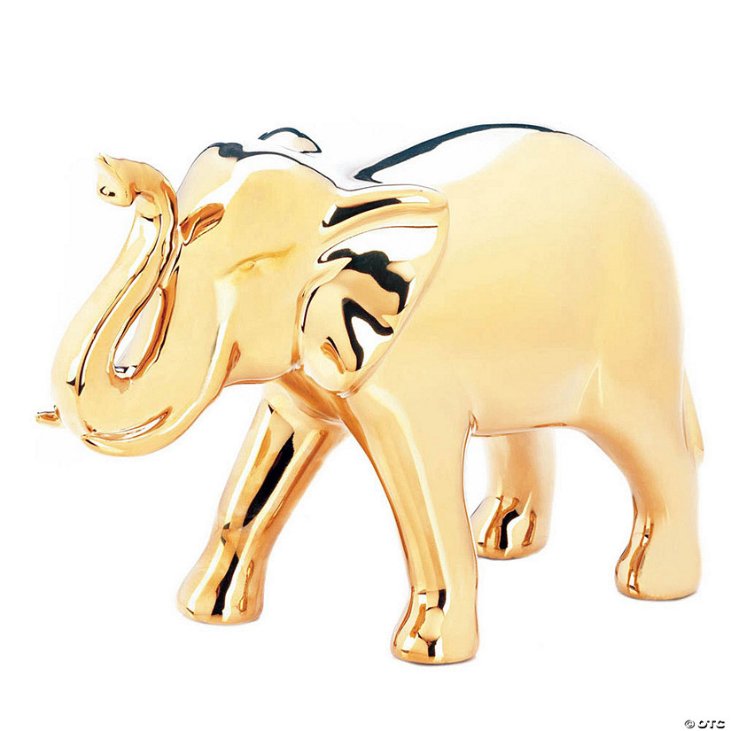 Large Golden Elephant Figure 9X3.5X6.75" Image