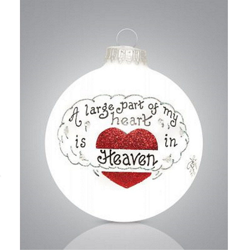 Large Part of My Heart is in Heaven Glass Memorial Christmas Ornament