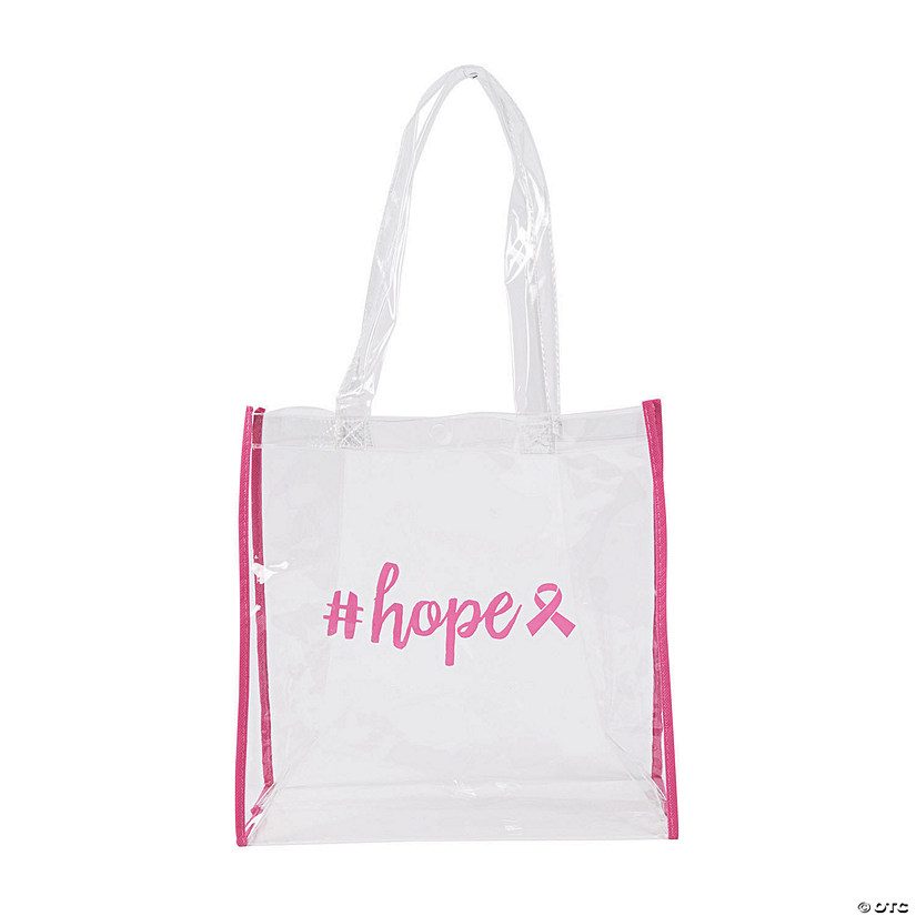 Large Pink Ribbon Clear Tote Bags - 6 Pc. Image