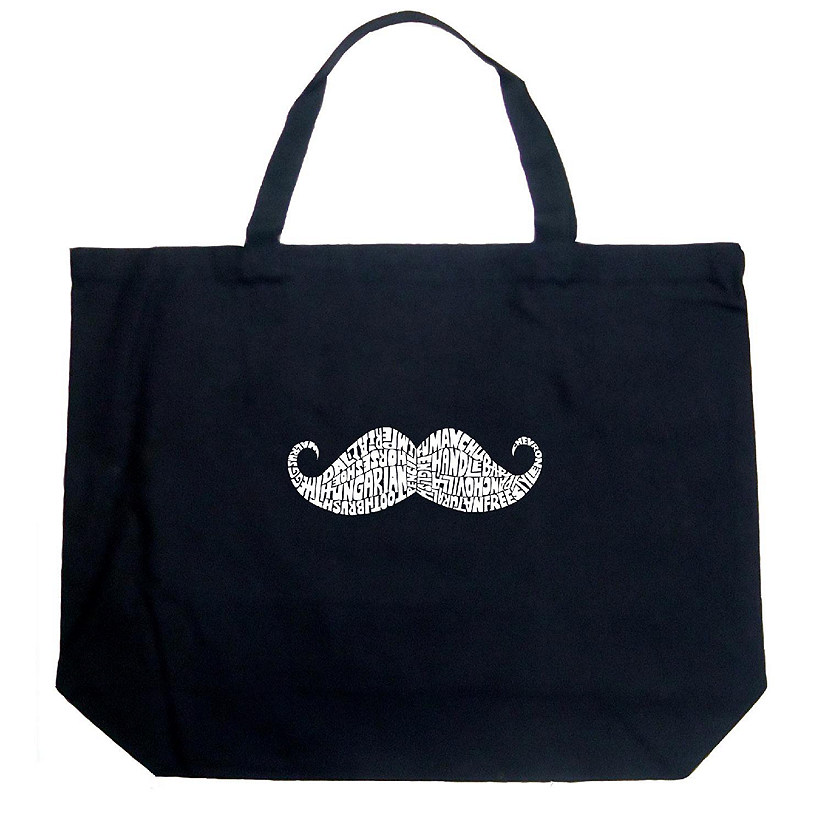 Large Word Art Tote Bag - WAYS TO STYLE A MOUSTACHE - 20&quot;W x 15&quot;H x 5&quot;D Image