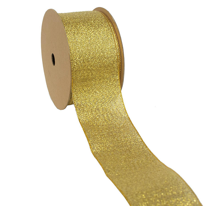 LaRibbons 1 1/2" Lt Gold Metallic Taffeta Ribbon-25 Yard Roll Image