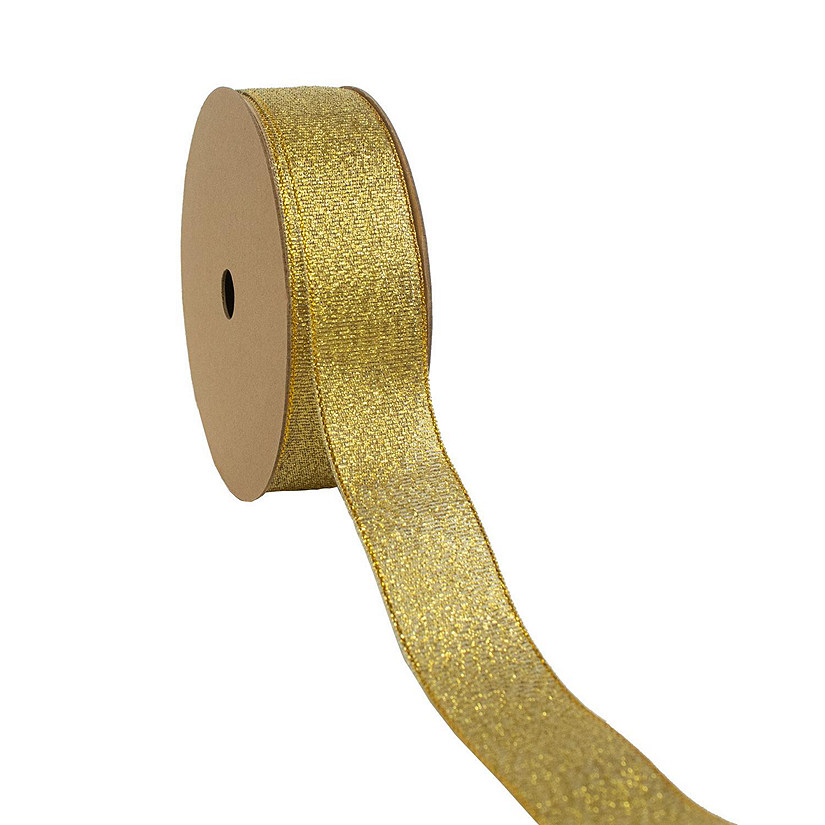 LaRibbons 5/8" Lt Gold Metallic Taffeta Ribbon-25 Yard Roll Image