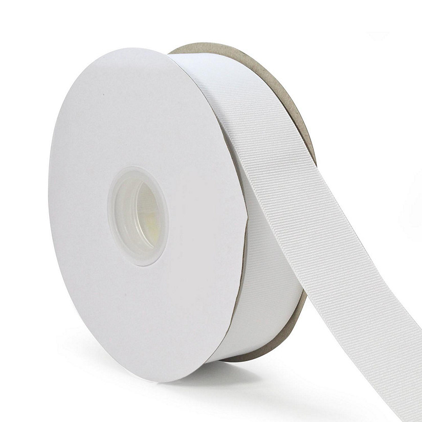 LaRibbons and Crafts 1 1/2" 50yds Premium Textured Grosgrain Ribbon -White Image