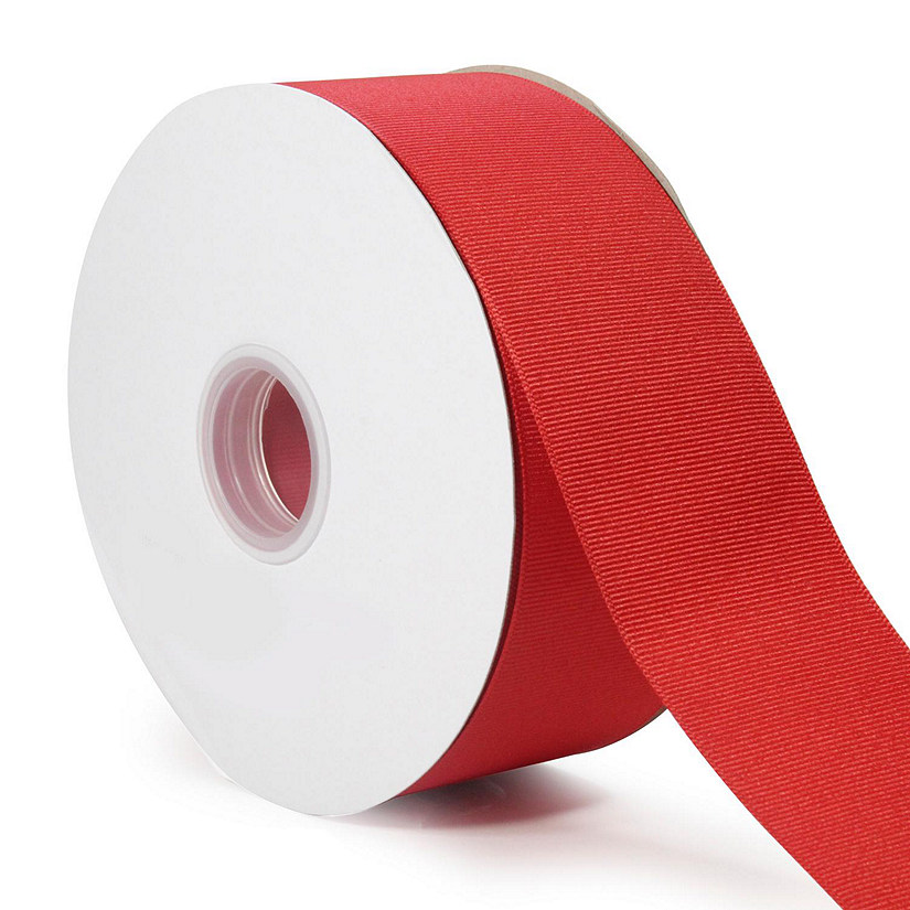 LaRibbons and Crafts 2 1/4" 50yds Premium Textured Grosgrain Ribbon - Red Image