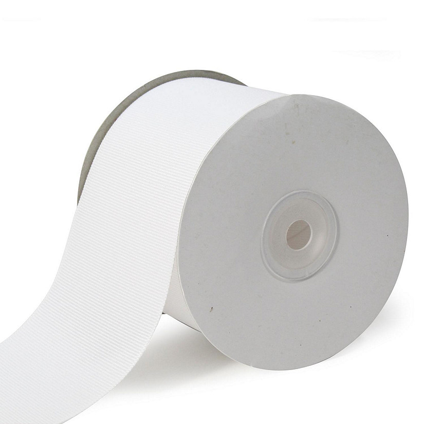LaRibbons and Crafts 3" 20yds Premium Textured Grosgrain Ribbon -White Image