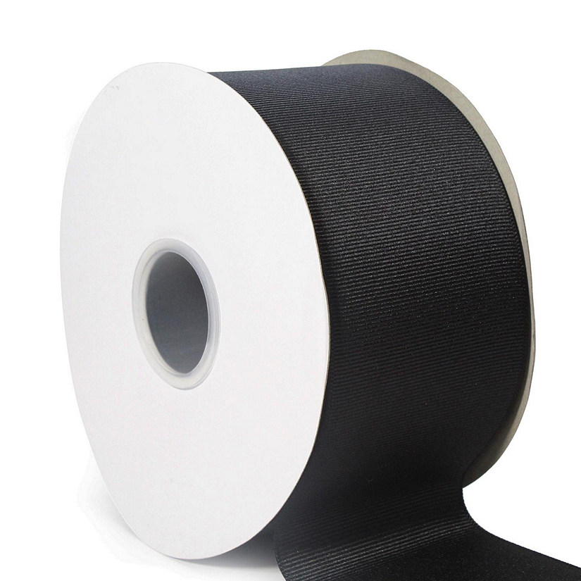 LaRibbons and Crafts 3" 50yds Premium Textured Grosgrain Ribbon -Black Image