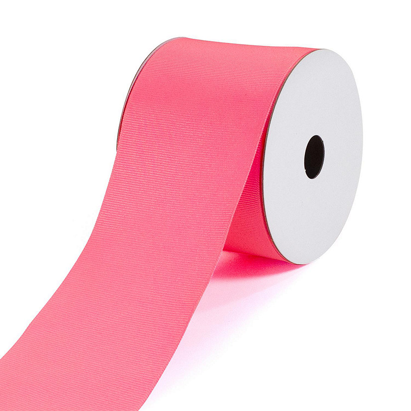 LaRibbons and Crafts 3" 50yds Premium Textured Grosgrain Ribbon - New Neon Pink Image