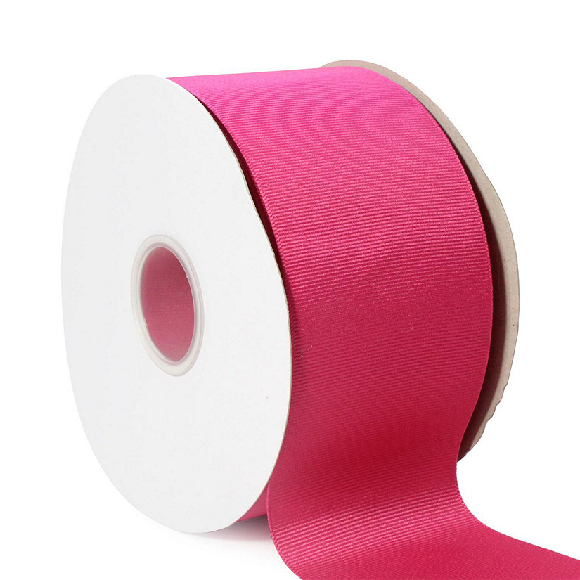 LaRibbons and Crafts 3" 50yds Premium Textured Grosgrain Ribbon - New Shocking Pink Image