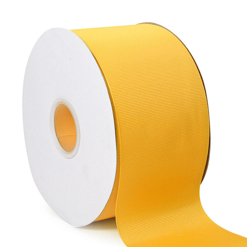 LaRibbons 3/8 Premium Textured Grosgrain Ribbon Yellow Gold