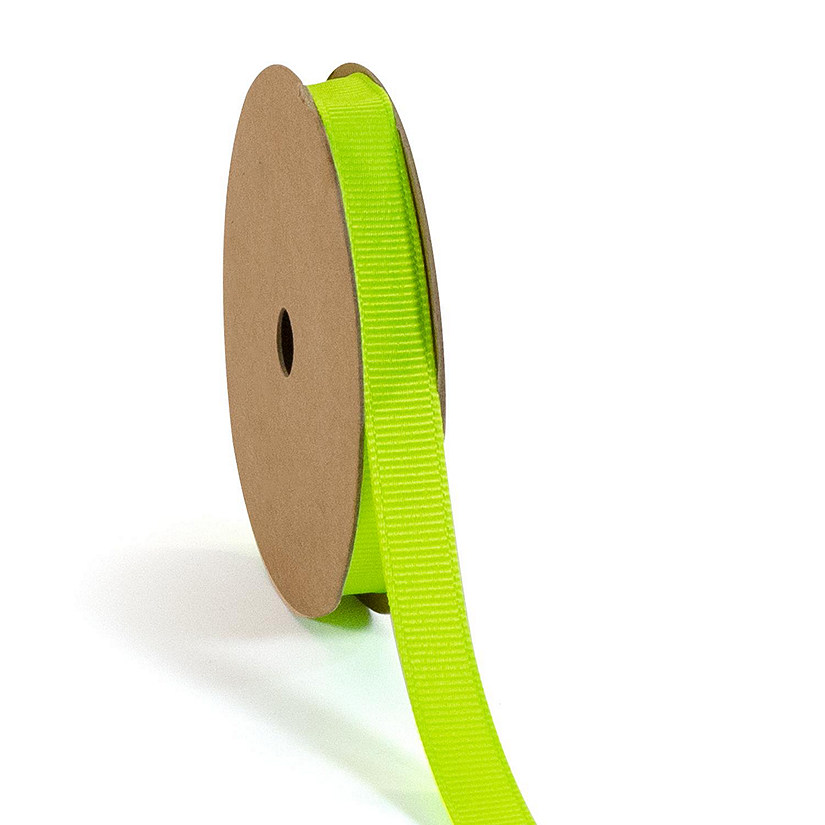 LaRibbons and Crafts 3/8" 100 yds Premium Textured Grosgrain Ribbon - New Neon Lime Image