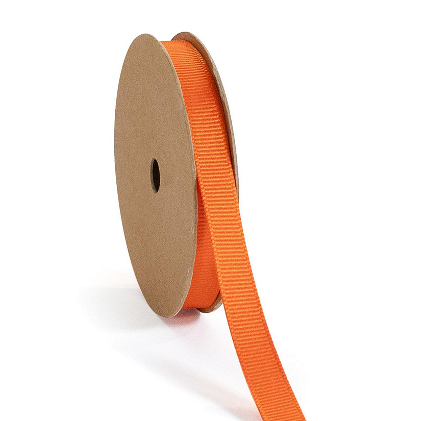 LaRibbons and Crafts 3/8" 100 yds Premium Textured Grosgrain Ribbon - New Neon Orange Image