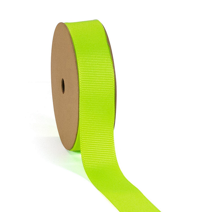 LaRibbons and Crafts 7/8" 100 yds Premium Textured Grosgrain Ribbon - New Neon Lime Image