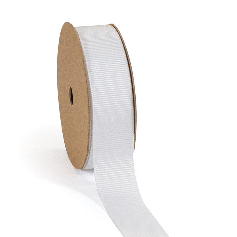 LaRibbons and Crafts 7/8" 100 yds Premium Textured Grosgrain Ribbon - White Image