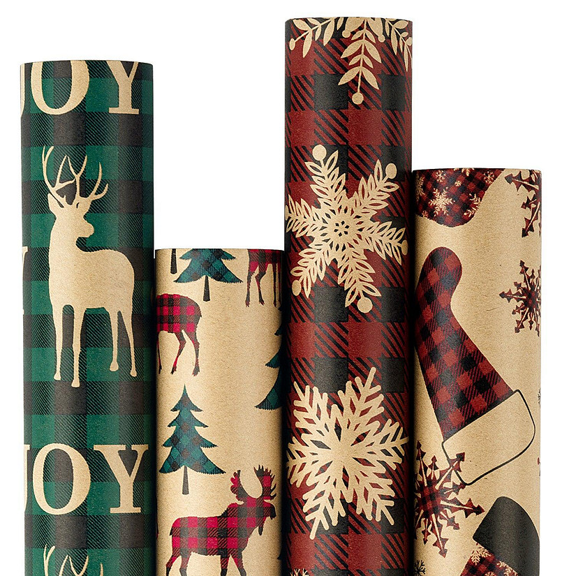LARIBBONS BUFFALO KRAFT GIFT WRAP 4 ROLL BUNDLE Oriental Trading