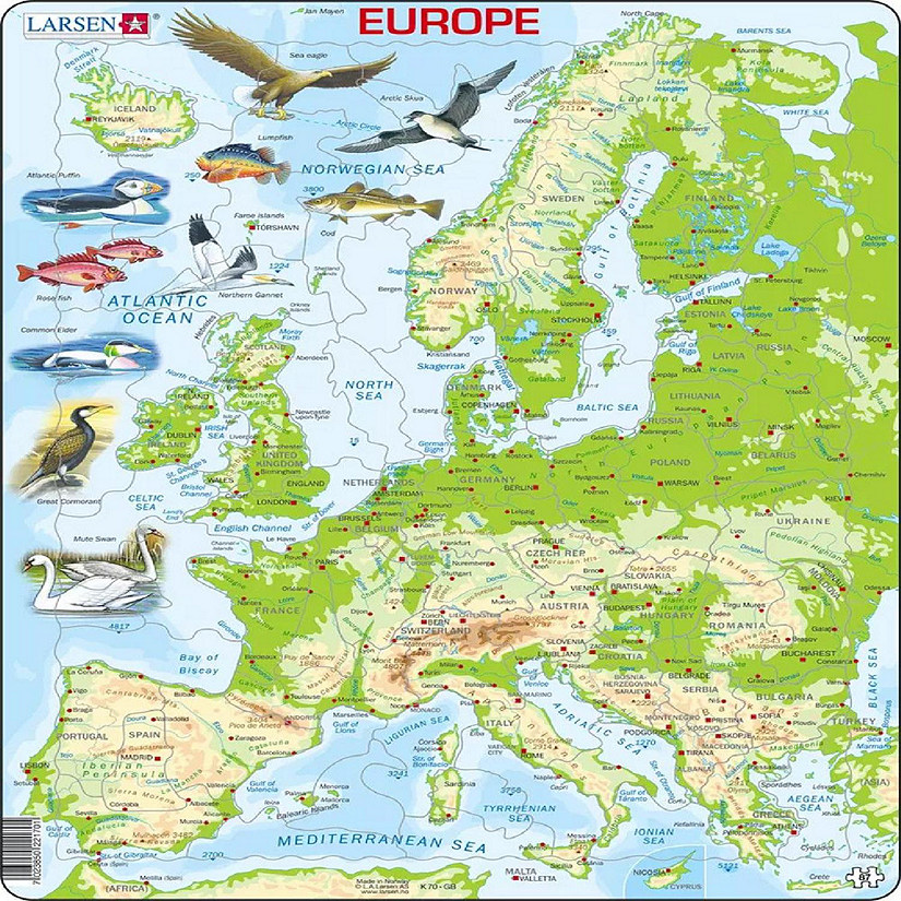 Larsen Europe Map with Animals 87 Piece Children's Educational Jigsaw  Puzzle | Oriental Trading