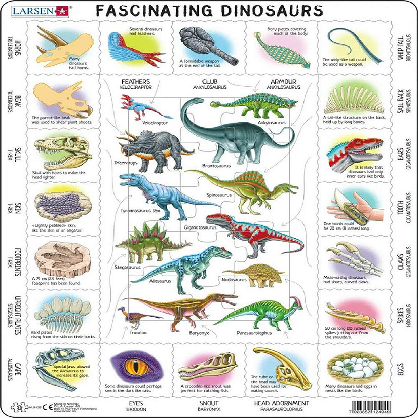 Larsen Fascinating Dinosaur 35 Piece Children's Educational Jigsaw Puzzle Image