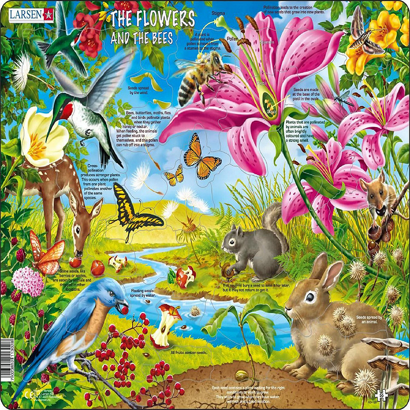 Larsen Flowers and Bees 55 Piece Children's Educational Jigsaw Puzzle Image