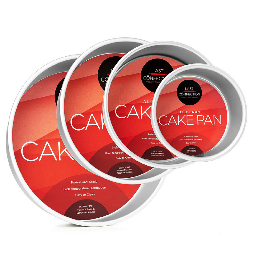 Last Confection 4-Piece Round Cake Pan Set Includes 6", 8", 10" and 12" Aluminum Pans 3" Deep Image
