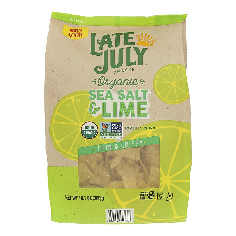 Late July Snacks Tortillailla Chip Sea Salt Lime 10.1 oz Pack of 9 ...