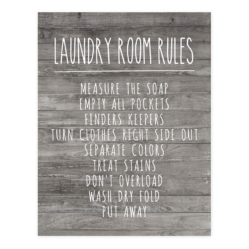 Laundry Room Rules Sign 1Pk 8.5x11in Image