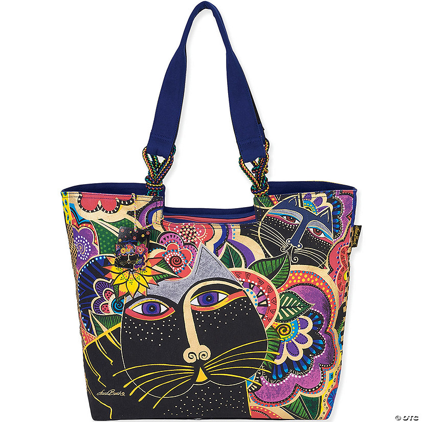 Laurel Burch Shoulder Tote 21"x15" - Carlotta's Cats Image