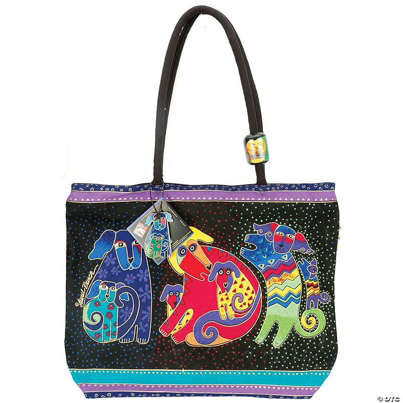 Laurel Burch Shoulder Tote Zipper Top 18"X5"X15"- Dogs & Doggies Image