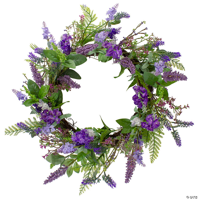 Lavender and Spring Foliage Artificial Wreath 20" Image