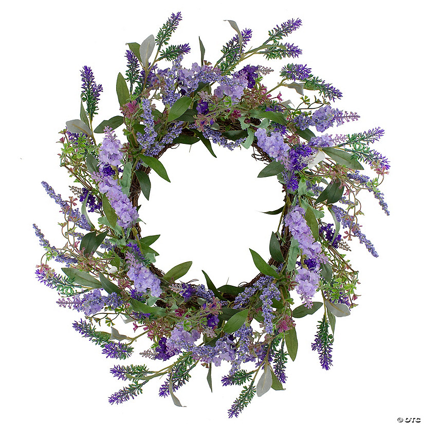 Artificial Lavender Wreath - 18x18 Inch Spring Summer Door Decoration, Plastic, For Front Door, Wall, Wedding - View #5