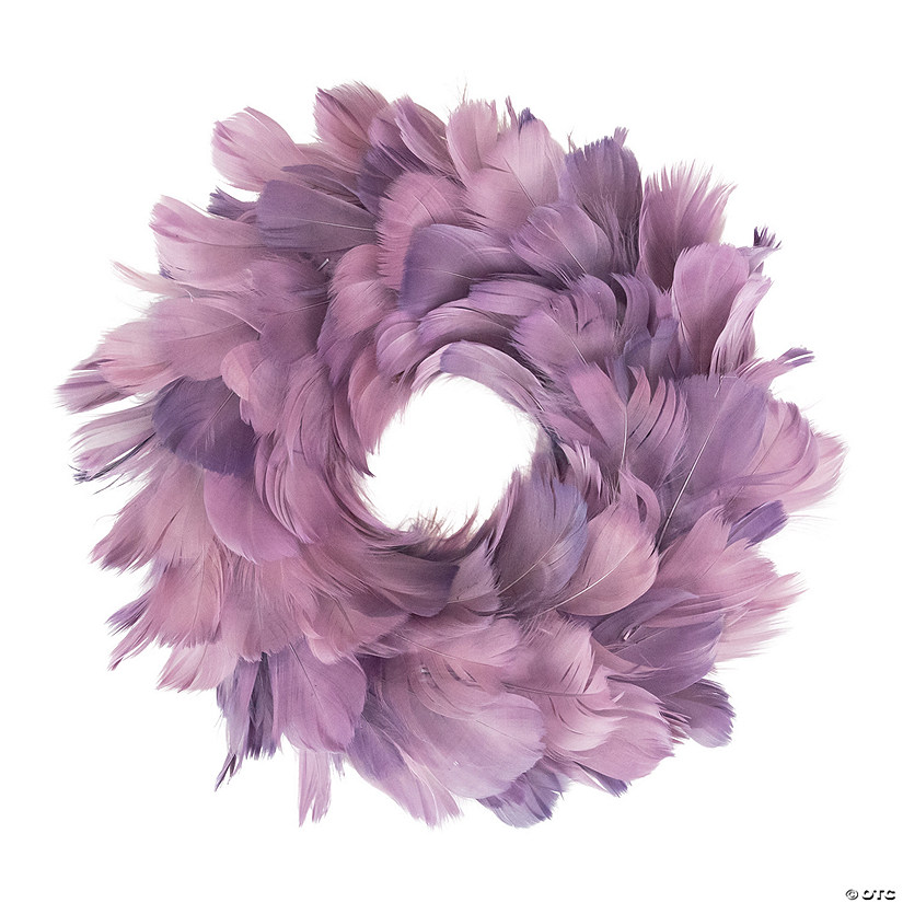 Layered Purple Feather Christmas Wreath  10-Inch  Unlit Image