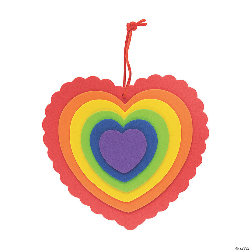 Layered Rainbow Heart Ornament Craft Kit - Makes 12 Image
