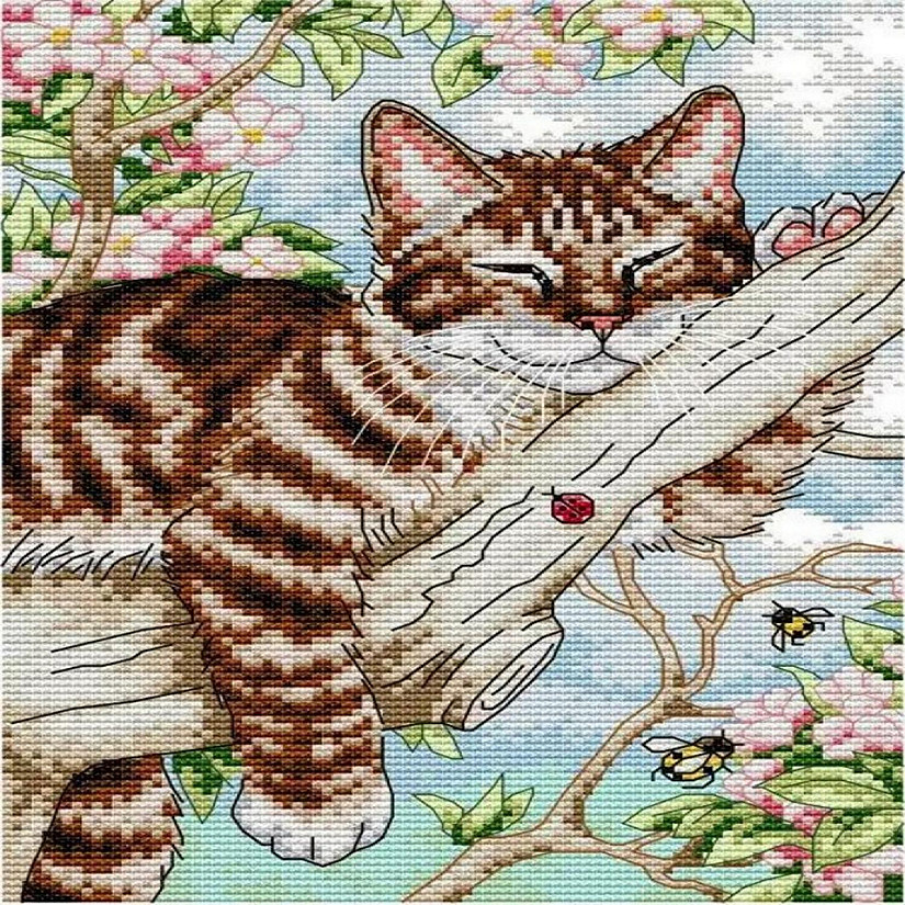 Lazy Cat Cross Stitch Needlework Embroidery Kits (30x40cm 14CT Printed