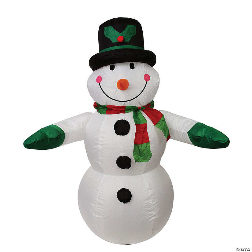 LB International - 4' Black and White Inflatable Snowman Christmas Outdoor Decor Image