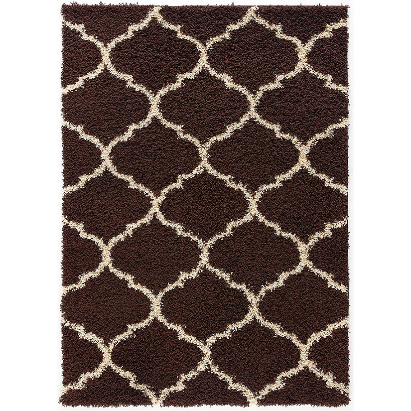 L'baiet Modern Indoor Rectangular Carpet, Pad, Mat Anabelle Brown Shag 8' x 10' Rug Image