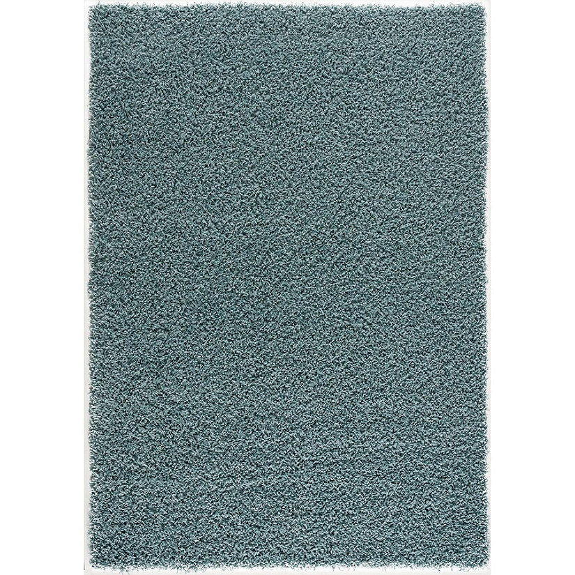 L'baiet Modern Indoor Rectangular Carpet, Pad, Mat Azzurra Turquoise Shag 5' x 7' Rug Image