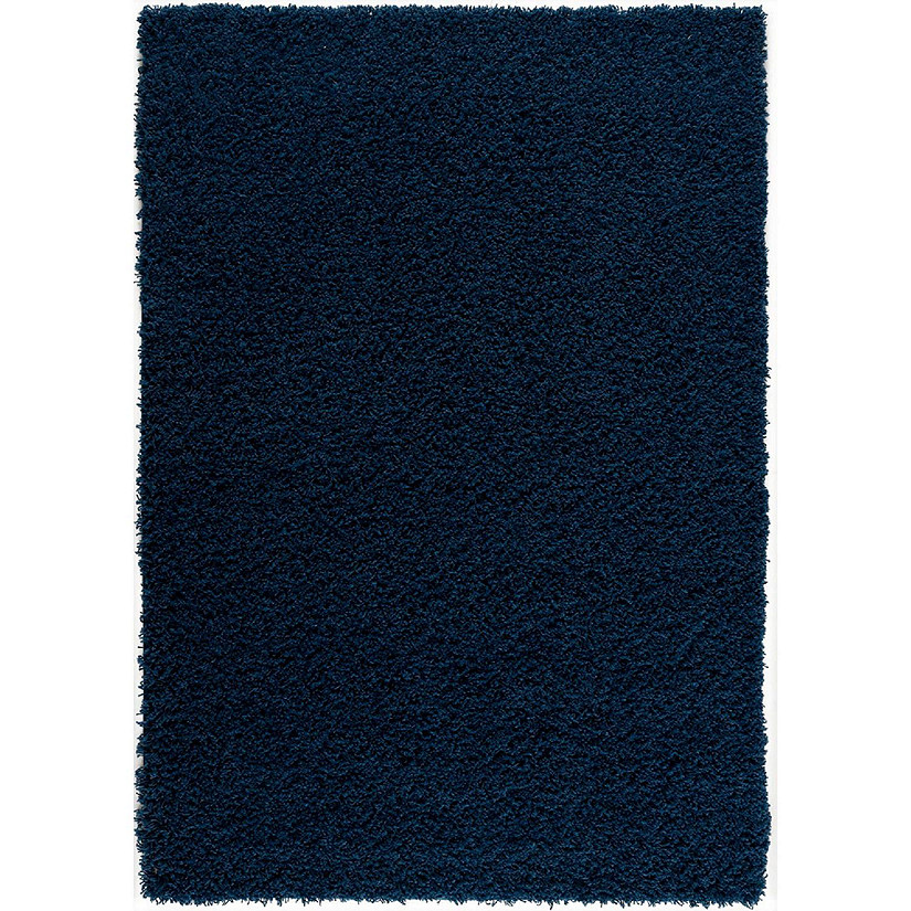 L'baiet Modern Indoor Rectangular Carpet, Pad, Mat Josie Navy Shag 5' x 7' Rug Image
