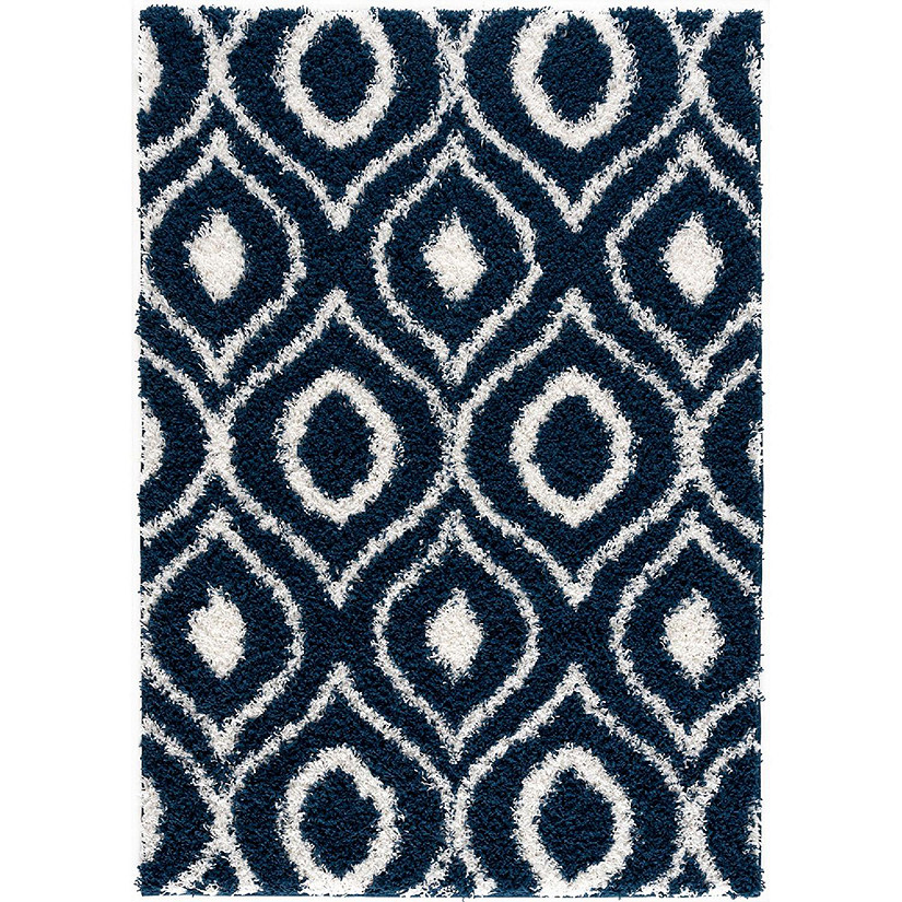 L'baiet Modern Indoor Rectangular Carpet, Pad, Mat Laylin Navy Shag 4' x 6' Rug Image